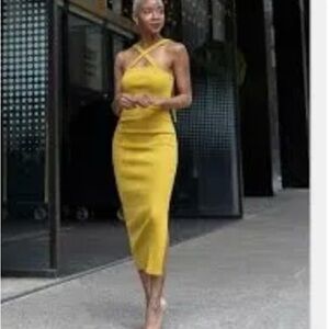Elegant Yellow Cross-Back Dress